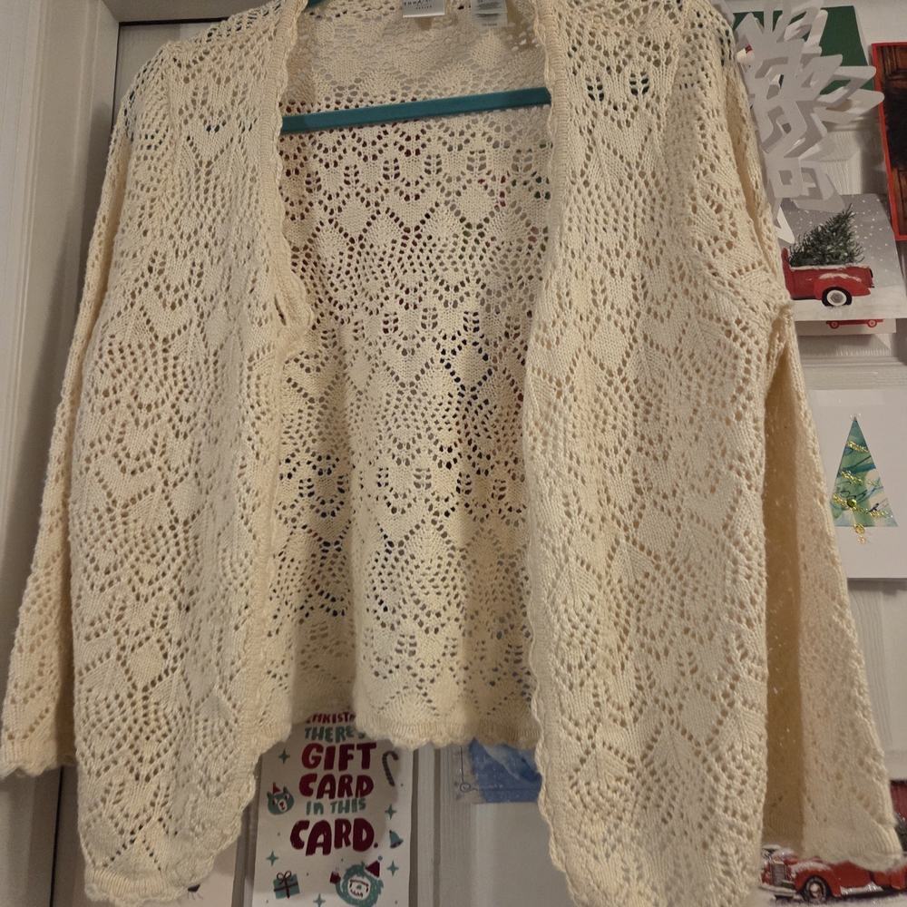 Emma James Cream Lace Cardigan Single Button XL Cottagecore - Picture 5 of 8